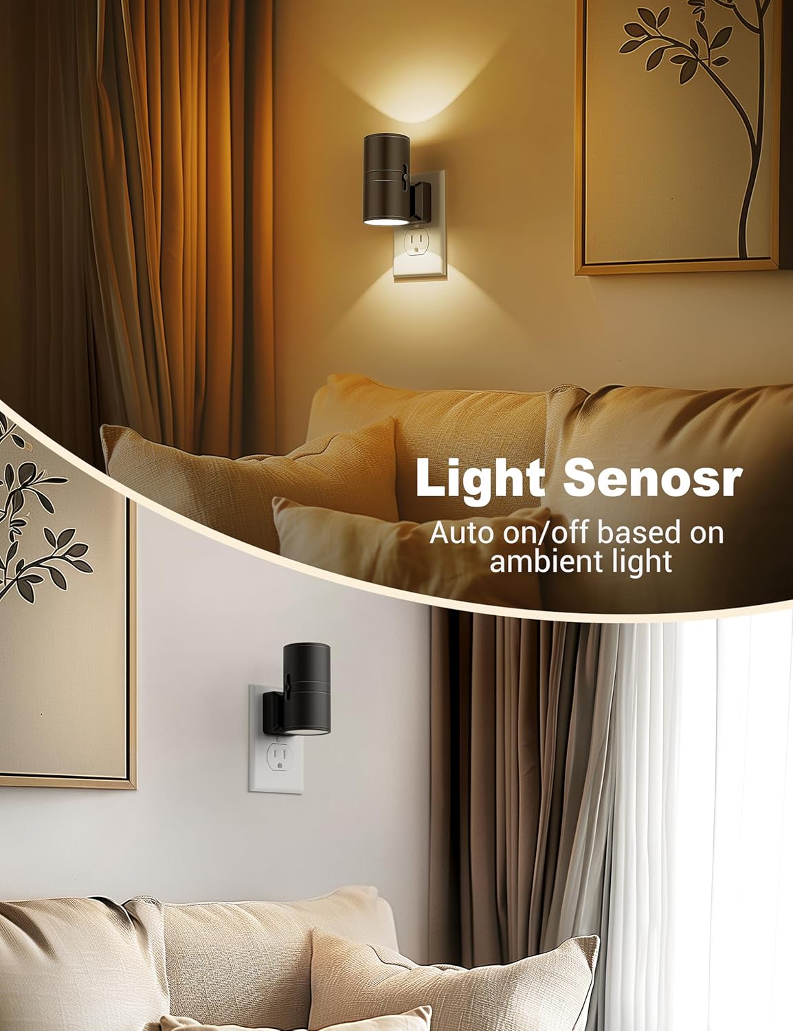 NightNova Smart Plug-In LED Night Light – Automatic Dusk-to-Dawn Sensor, Dimmable Energy-Saving Lamp for Hallway & Nursery