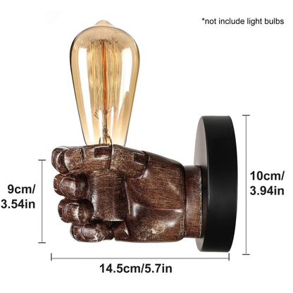 Industrial Hand-Shaped Resin Wall Lamp – Sculptural Left or Right Hand E26 Wall Sconce, Artistic Loft & Cafe Lighting