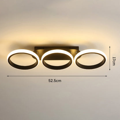 Halo Overlapping Ring LED Ceiling Light – Modern 2 or 3 Ring Flush Mount Fixture, Warm or Cool White for Living Room