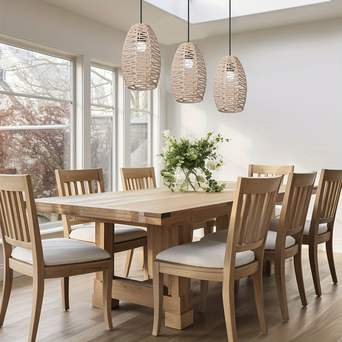 Modern Handwoven Paper Rope Pendant Shade – Natural Coastal Woven Ceiling Light in Light Brown, Brown, Grey or Black