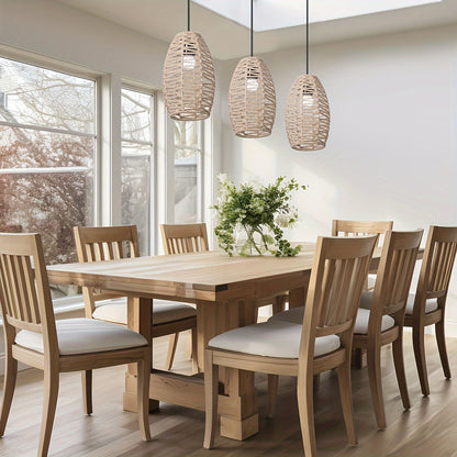 Modern Handwoven Paper Rope Pendant Shade – Natural Coastal Woven Ceiling Light in Light Brown, Brown, Grey or Black