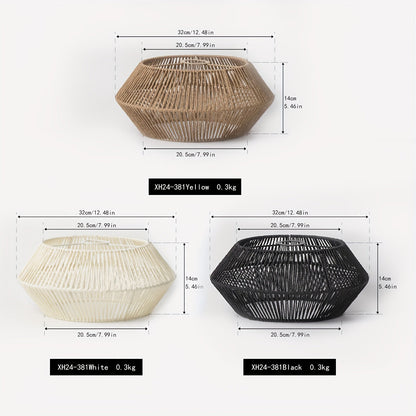 Handwoven Paper Rope Geometric Pendant Light Shade – 32 cm Modern Organic Woven Lampshade in Brown, White or Black