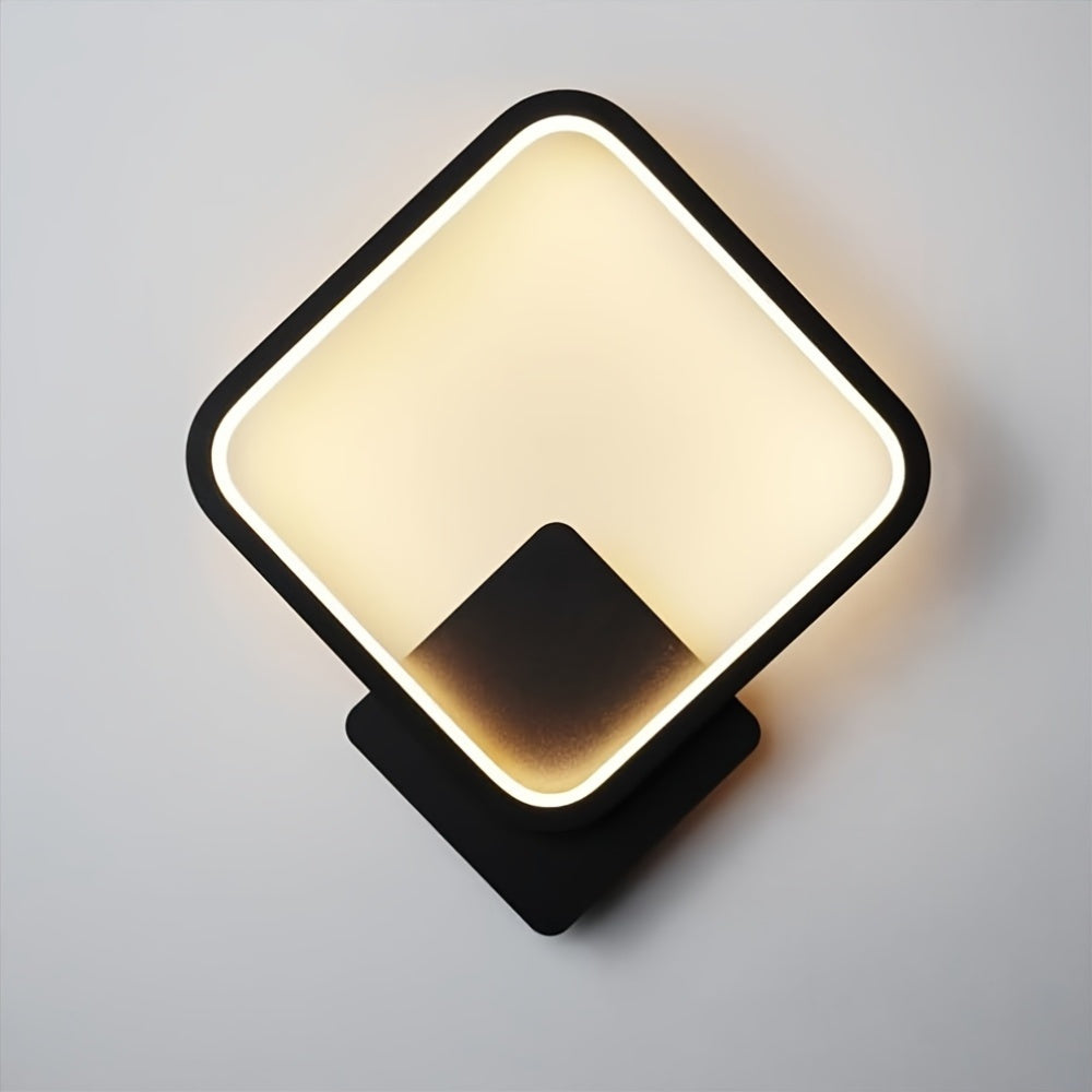 Modern Square LED Wall Lamp – Minimalist Geometric Wall Light with 3-Tone Dimming 3000K to 6000K in White or Black