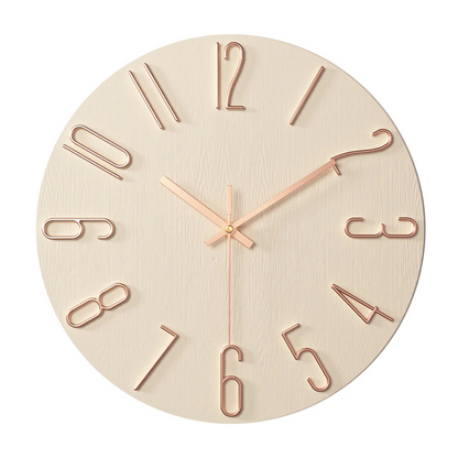 Elegant Modern Silent Wall Clock – Minimalist Pastel Clock with Gold Numerals, Non-Ticking Quartz for Living Room & Bedroom