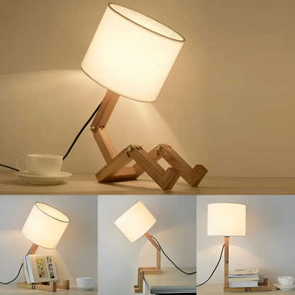 Rilna Flexible Wooden Figure Table Lamp – Adjustable Poseable Solid Wood Desk Lamp, Playful Decor Light for Kids & Adults
