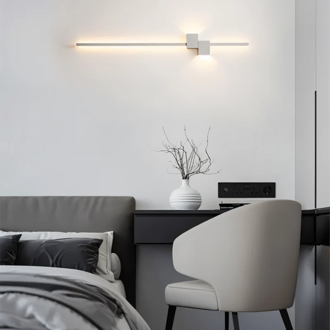 Modern Minimalist Linear LED Wall Light – 3000K Warm Aluminum Wall Sconce in White, Black or Gold, 60 to 100 cm