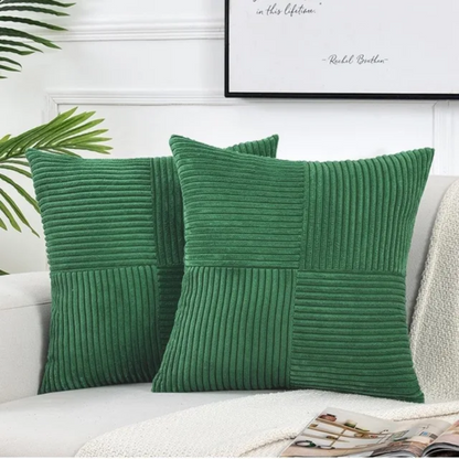 Luxury Corduroy Striped Cushion Covers – Soft Textured Throw Pillow Covers, Modern Decorative Sofa & Bed Pillowcases