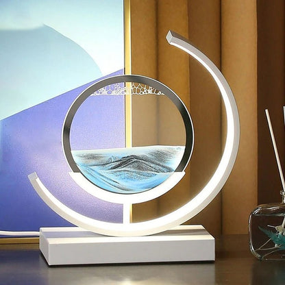 Sandlight Rotating Quicksand Art LED Table Lamp – 3D Moving Sand Picture Night Light, Relaxing Desk Decor