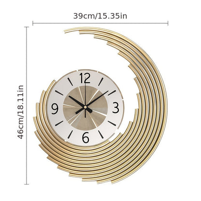 Modern 3D Metal Crescent Wall Clock – Large Silent Quartz Decorative Timepiece, Artistic Wall Decor for Living Room & Office