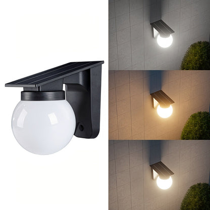 Smart Dimmable Solar Globe LED Wall Light – IP65 Outdoor Dusk-to-Dawn Sensor Wall Lamp, No Wiring for Fence, Patio & Garden