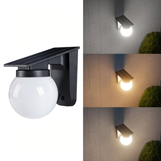 Smart Dimmable Solar Globe LED Wall Light – IP65 Outdoor Dusk-to-Dawn Sensor Wall Lamp, No Wiring for Fence, Patio & Garden
