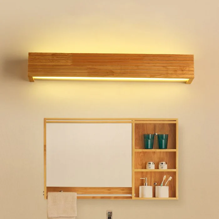 Modern Wooden LED Wall Sconce – Minimalist Wood & Acrylic Linear Wall Light, 35 or 45 cm, Warm or Cool White