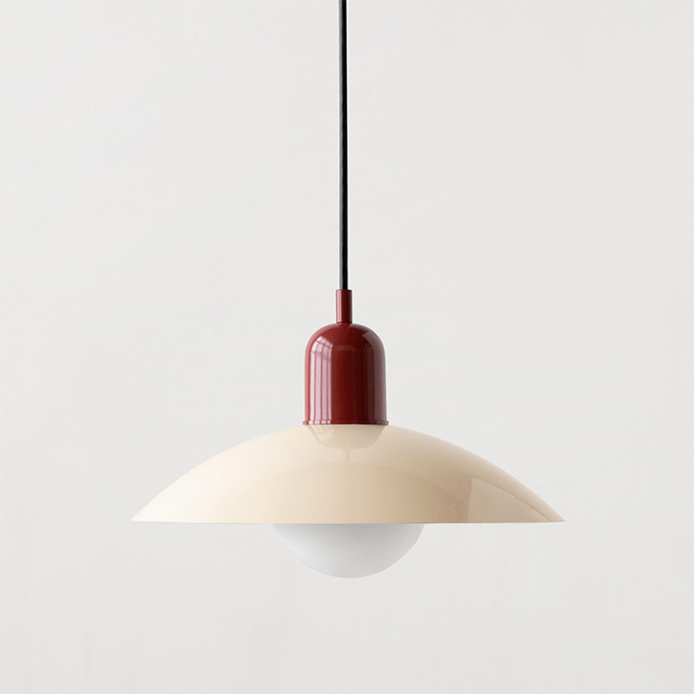 Macaron Bauhaus Dome Pendant Light – Two-Tone Colorful Modern Hanging Lamp for Kitchen, Dining, Kids Room & Cafe