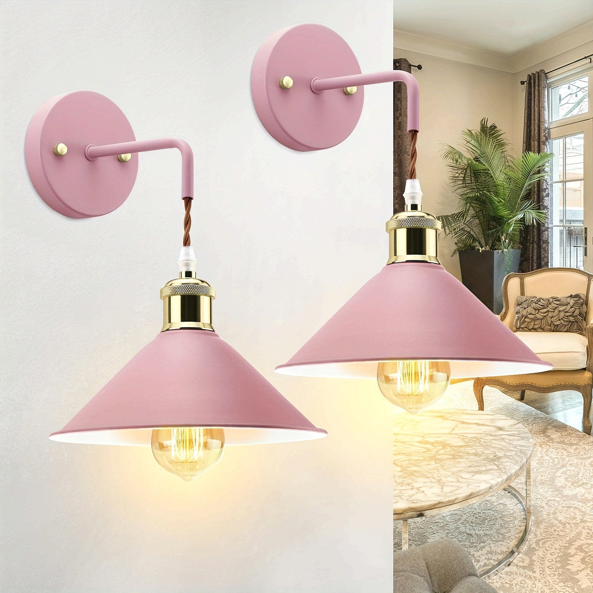 Modern Industrial Metal Wall Sconce Set of 2 – Oil-Rubbed Finish Wall Light Fixtures for Bedroom, Hallway & Cafe
