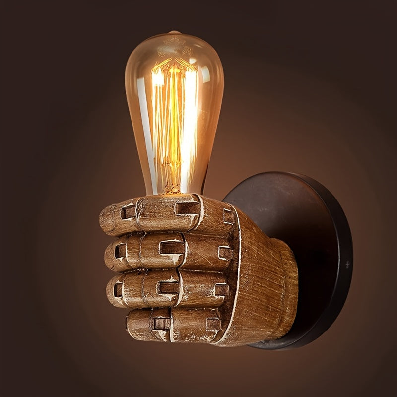 Industrial Hand-Shaped Resin Wall Lamp – Sculptural Left or Right Hand E26 Wall Sconce, Artistic Loft & Cafe Lighting