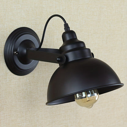 Industrial Vintage Adjustable Wall Sconce – Retro Matte Black Metal Swing Arm Wall Light for Bedroom, Hallway & Cafe