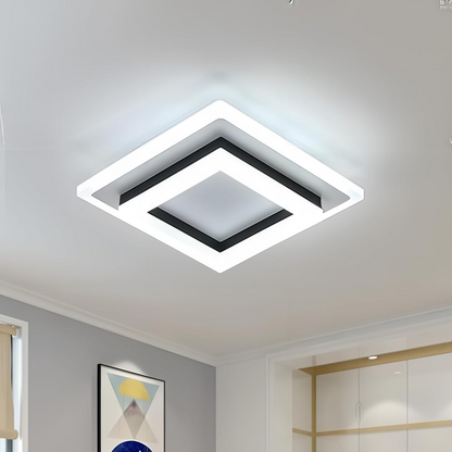 Modern Square LED Ceiling Light – 24W 1920 Lumen Slim Flush Mount Fixture in Black or Gold for Hallway, Bedroom & Kitchen