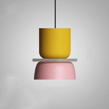 Nordic Colorful Macaron Pendant Light – Two-Tone Scandinavian Hanging Lamp, E26 Bulb, 3 Sizes for Dining, Kitchen & Kids Room