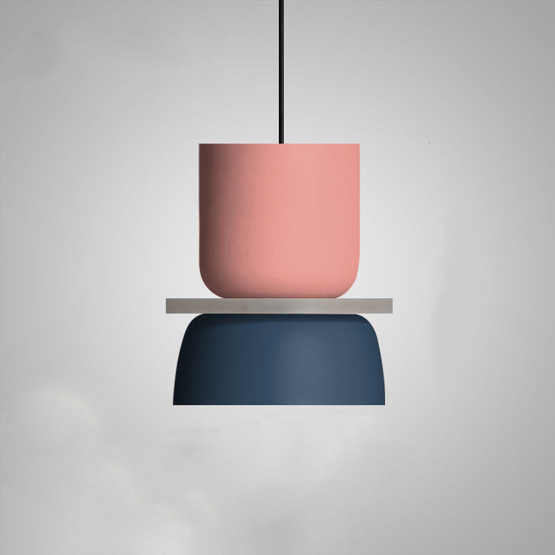 Nordic Colorful Macaron Pendant Light – Two-Tone Scandinavian Hanging Lamp, E26 Bulb, 3 Sizes for Dining, Kitchen & Kids Room