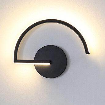 Curved Line LED Wall Light – Modern Minimalist Arc Halo Wall Sculpture Lamp in Black or White, Warm or Cool White