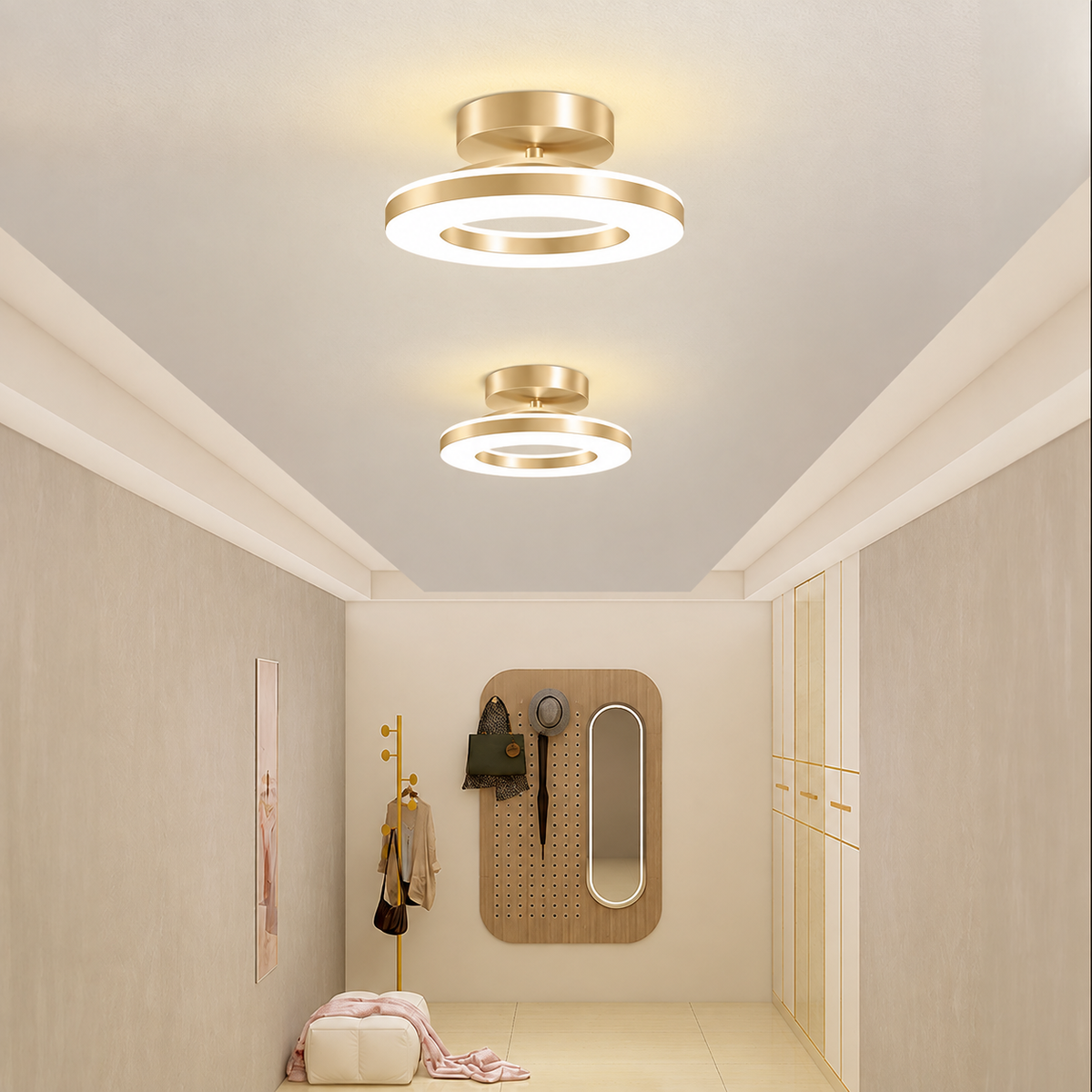 Modern Acrylic Round LED Ceiling Light – Compact Flush Mount for Hallway & Entryway, Black or Gold, Warm or Cool White