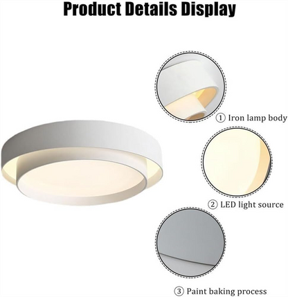 Modern Nordic Round LED Ceiling Light – Minimalist Flush Mount Fixture in Black or White, 40 to 60 cm for Living Room & Bedroom