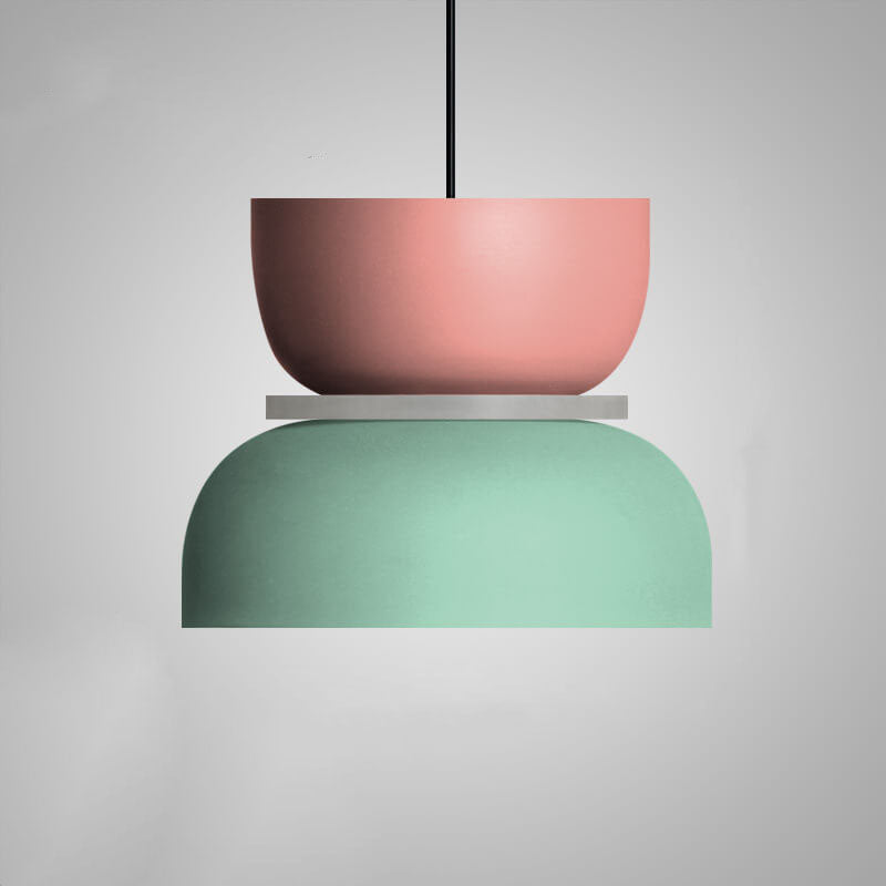 Nordic Colorful Macaron Pendant Light – Two-Tone Scandinavian Hanging Lamp, E26 Bulb, 3 Sizes for Dining, Kitchen & Kids Room
