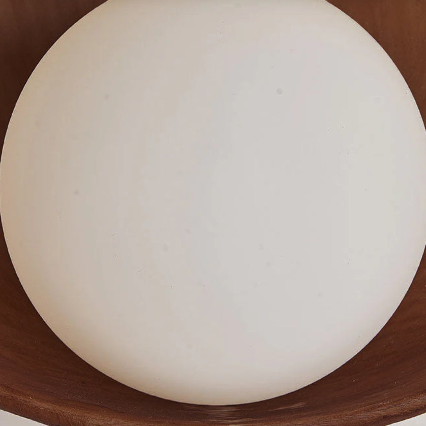 Minimalist Round Resin & Iron Wall Sconce – Organic Bowl Wall Light with Frosted Glass, White or Wood for Bedroom & Study