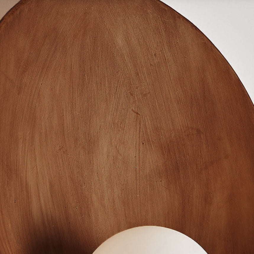 Minimalist Round Resin & Iron Wall Sconce – Organic Bowl Wall Light with Frosted Glass, White or Wood for Bedroom & Study