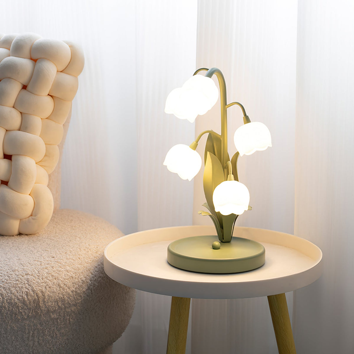 Bell Orchid Floral Table Lamp – Tulip-Shaped Orchid Shades with Warm LED Glow, 18 x 36 cm Decorative Accent Light