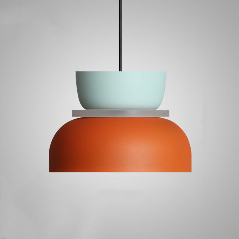 Nordic Colorful Macaron Pendant Light – Two-Tone Scandinavian Hanging Lamp, E26 Bulb, 3 Sizes for Dining, Kitchen & Kids Room