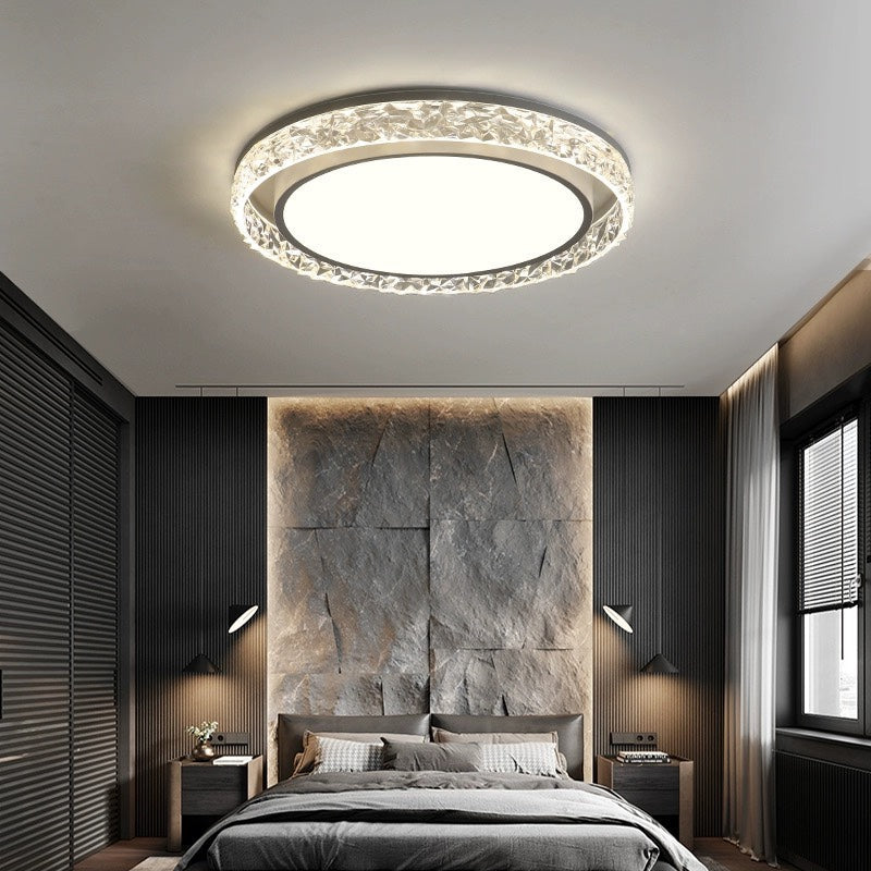 Crystal Halo LED Ceiling Light – Dimmable Remote-Controlled Flush Mount, 3-Color Modern Chandelier for Bedroom & Living Room