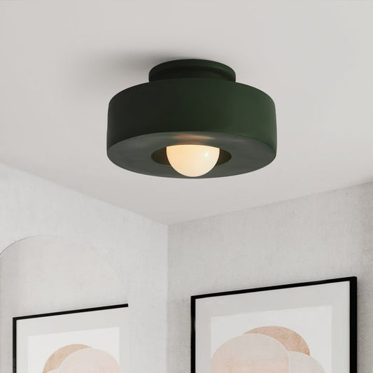 CeraCyl Nordic Cylinder Ceiling Light – Modern Geometric Matte Downlight in Green, Red or Black, 30 x 15 cm