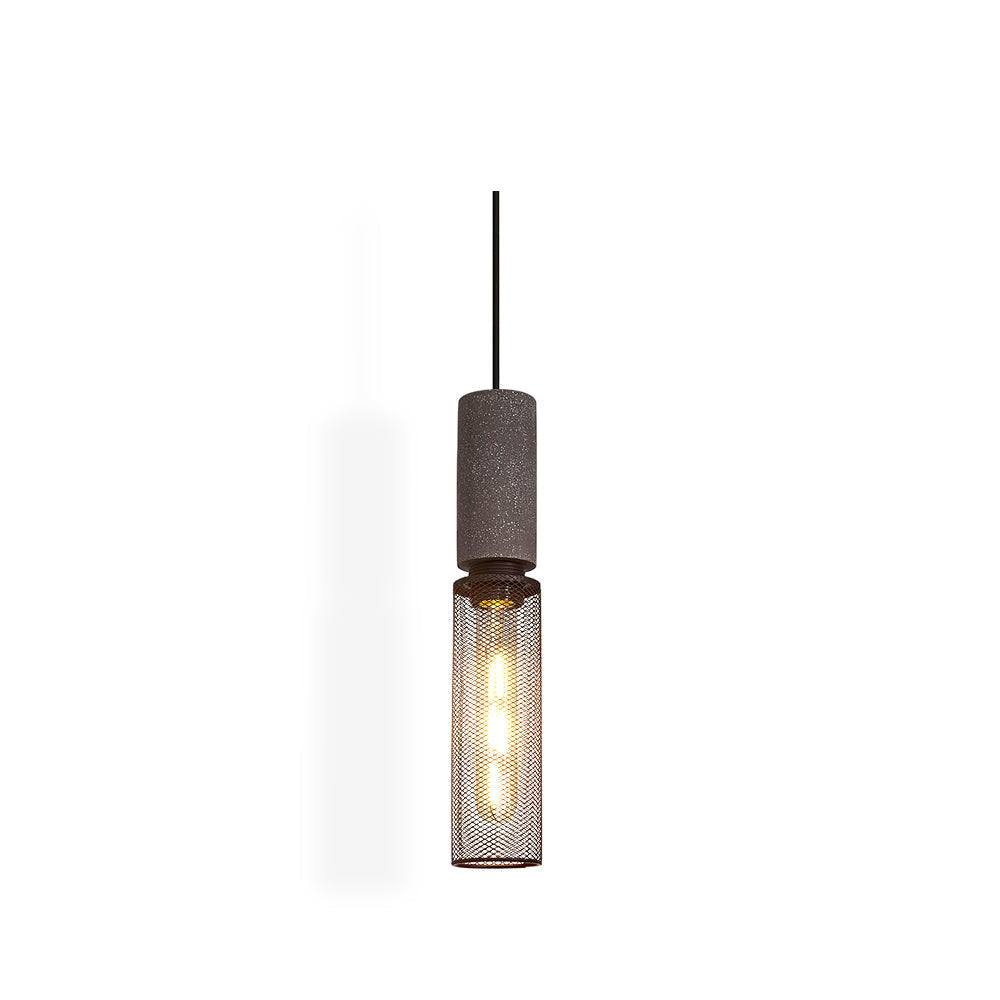 Urban Concrete Industrial Pendant Light – Cement & Perforated Metal LED Hanging Lamp for Kitchen Island, Dining & Bar