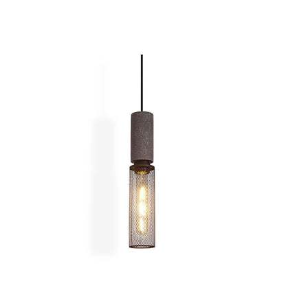 Urban Concrete Industrial Pendant Light – Cement & Perforated Metal LED Hanging Lamp for Kitchen Island, Dining & Bar