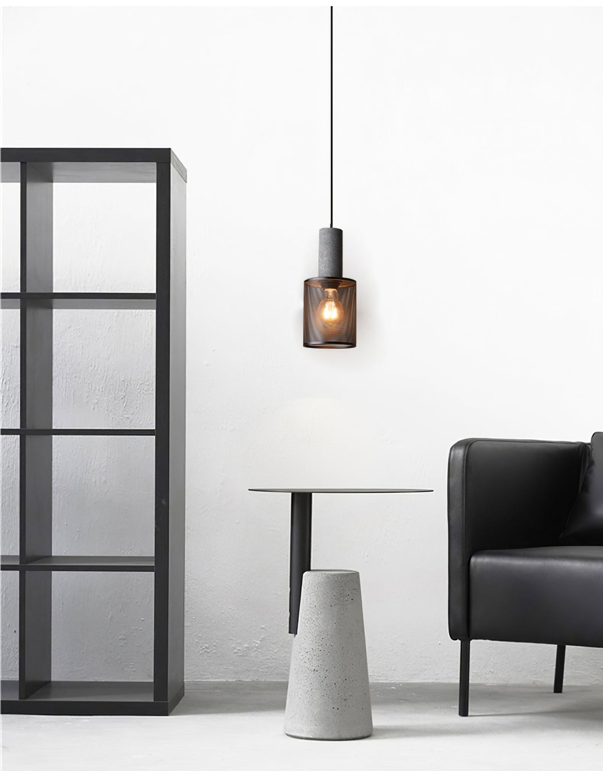 Urban Concrete Industrial Pendant Light – Cement & Perforated Metal LED Hanging Lamp for Kitchen Island, Dining & Bar