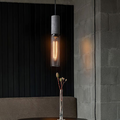 Urban Concrete Industrial Pendant Light – Cement & Perforated Metal LED Hanging Lamp for Kitchen Island, Dining & Bar
