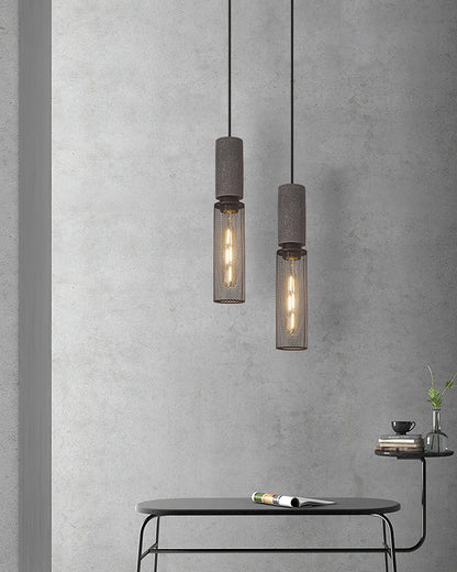 Urban Concrete Industrial Pendant Light – Cement & Perforated Metal LED Hanging Lamp for Kitchen Island, Dining & Bar