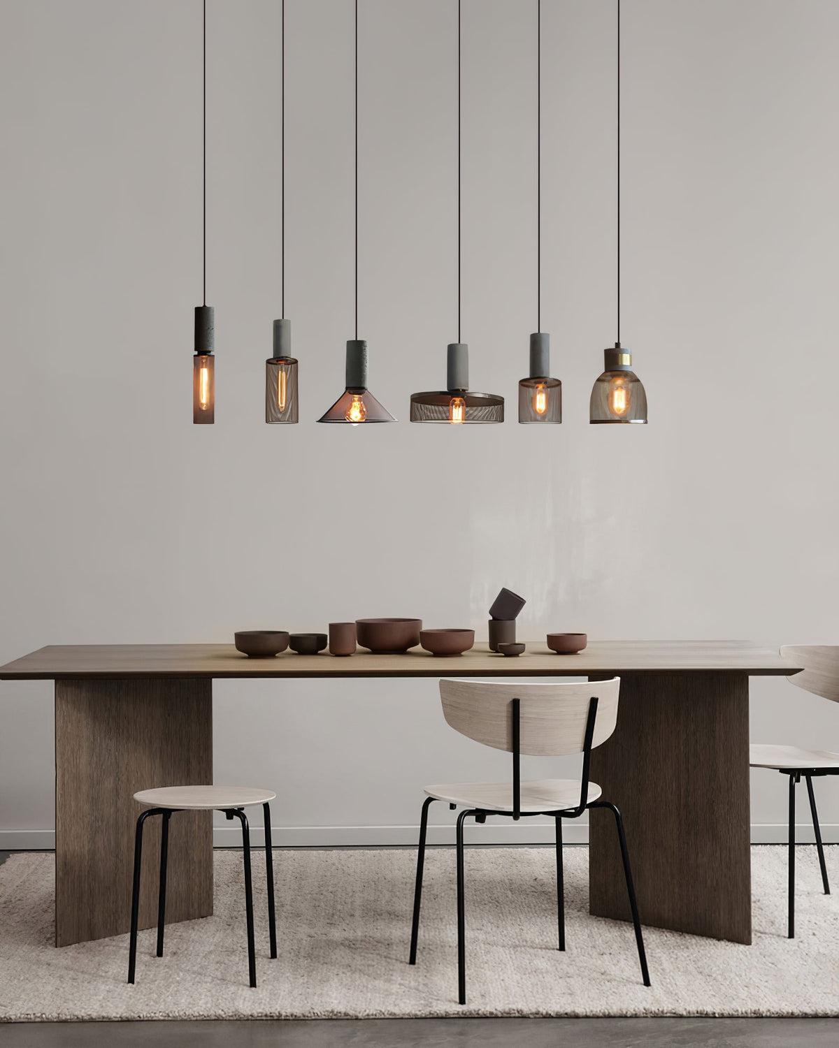 Urban Concrete Industrial Pendant Light – Cement & Perforated Metal LED Hanging Lamp for Kitchen Island, Dining & Bar