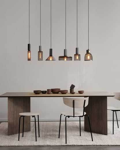 Urban Concrete Industrial Pendant Light – Cement & Perforated Metal LED Hanging Lamp for Kitchen Island, Dining & Bar