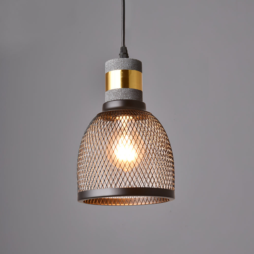Urban Concrete Industrial Pendant Light – Cement & Perforated Metal LED Hanging Lamp for Kitchen Island, Dining & Bar