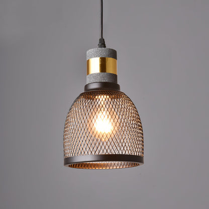 Urban Concrete Industrial Pendant Light – Cement & Perforated Metal LED Hanging Lamp for Kitchen Island, Dining & Bar