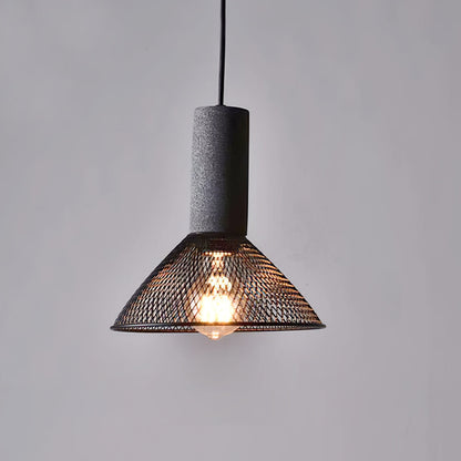 Urban Concrete Industrial Pendant Light – Cement & Perforated Metal LED Hanging Lamp for Kitchen Island, Dining & Bar