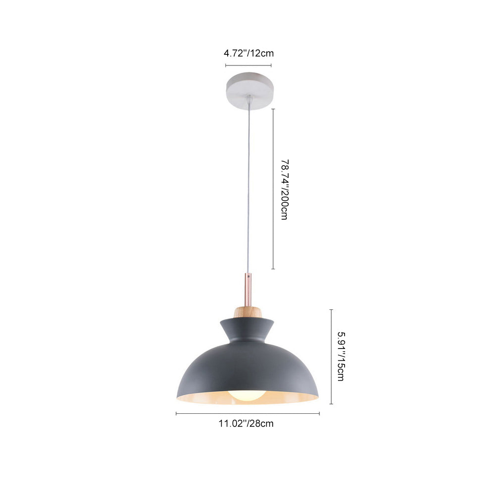 Modern Scandinavian Metal Dome Pendant Light – Adjustable 200 cm Cord Hanging Lamp in 9 Colors for Kitchen Island & Bar