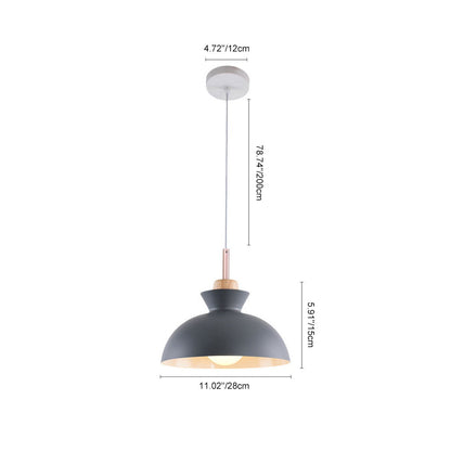 Modern Scandinavian Metal Dome Pendant Light – Adjustable 200 cm Cord Hanging Lamp in 9 Colors for Kitchen Island & Bar