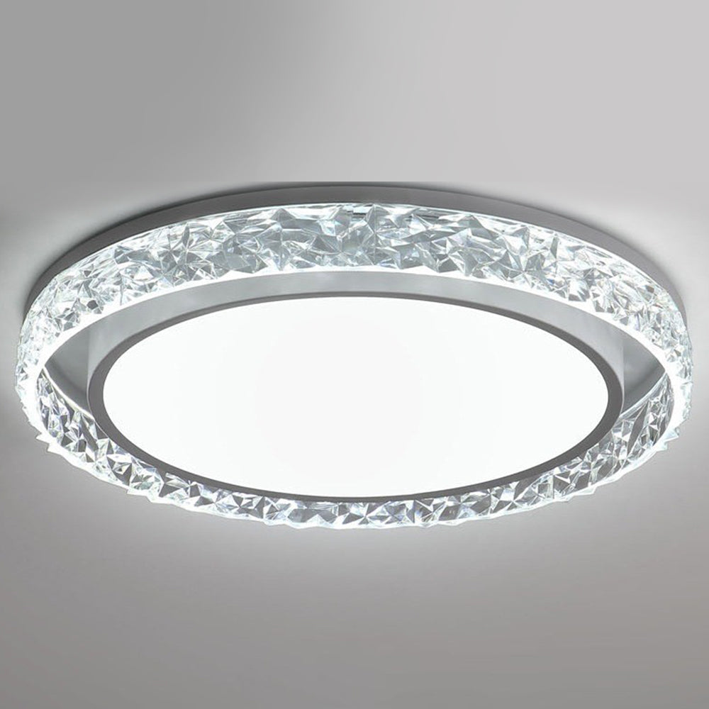 Crystal Halo LED Ceiling Light – Dimmable Remote-Controlled Flush Mount, 3-Color Modern Chandelier for Bedroom & Living Room
