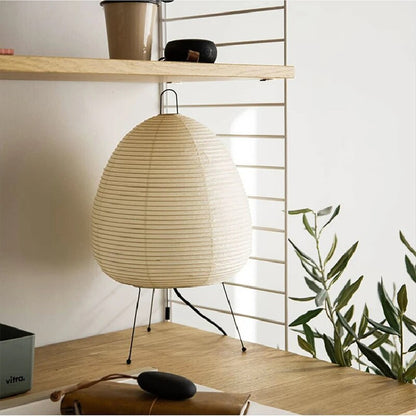 Japanese Rice Paper Table Lamp – Handmade Washi Lantern-Style Zen LED Lamp with Soft Warm Glow for Bedroom & Living Room