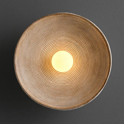 Rustic Handcrafted Wood-Look Circular Wall Sconce – LED Bulb Included, Warm or Cool White Wall Light for Bedroom & Dining