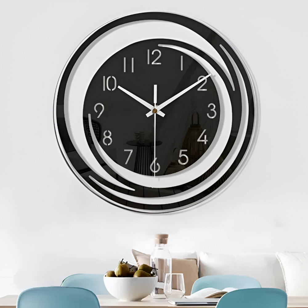Sorana Modern Black Acrylic Wall Clock – Silent Layered 3D Scandinavian Clock, Minimalist Decor for Living Room & Office