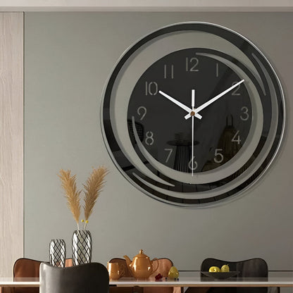 Sorana Modern Black Acrylic Wall Clock – Silent Layered 3D Scandinavian Clock, Minimalist Decor for Living Room & Office